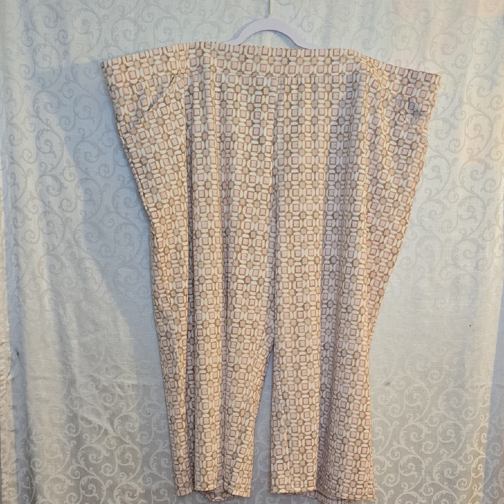 Isaac Mizrahi Cream and Tan Wide Leg Pants